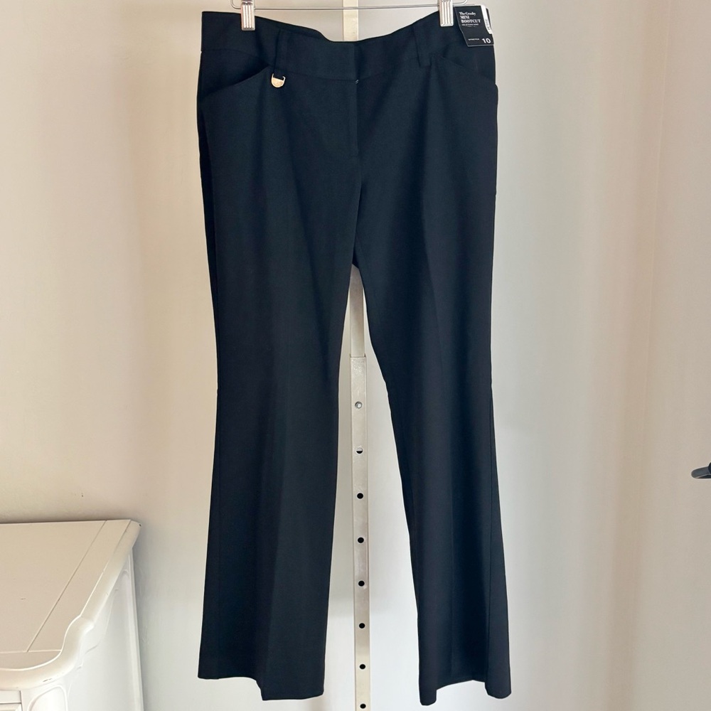 New York & Co Crosby Bootcut Lower Waist Black Dress Pants, Black, 10P, NWT